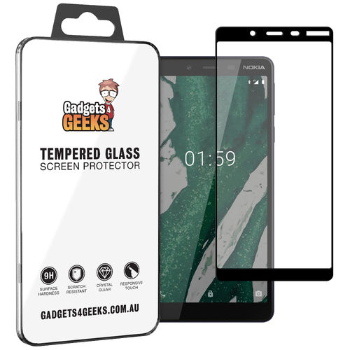 Full Coverage Tempered Glass Screen Protector for Nokia 1 Plus - Black